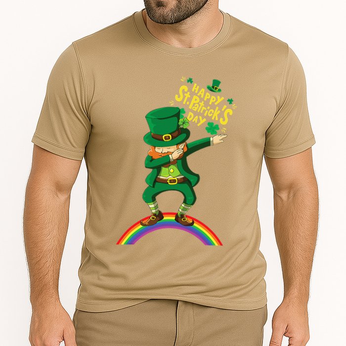 Happy Saint Patrick's Day Leprechaun Dab Rainbow Performance Shirt