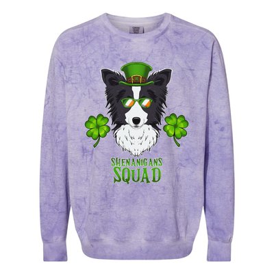 Happy St. Patricks Day Border Collie Shenanigans apparel Colorblast Crewneck Sweatshirt