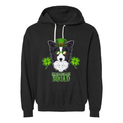 Happy St. Patricks Day Border Collie Shenanigans apparel Garment-Dyed Fleece Hoodie