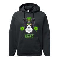 Happy St. Patricks Day Border Collie Shenanigans apparel Performance Fleece Hoodie