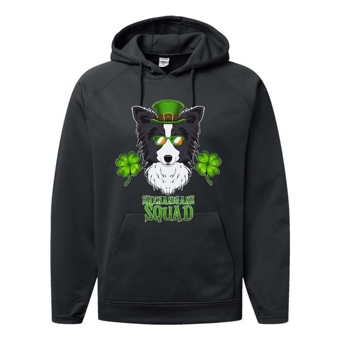 Happy St. Patricks Day Border Collie Shenanigans apparel Performance Fleece Hoodie