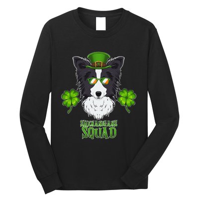 Happy St. Patricks Day Border Collie Shenanigans apparel Long Sleeve Shirt