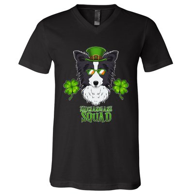 Happy St. Patricks Day Border Collie Shenanigans apparel V-Neck T-Shirt