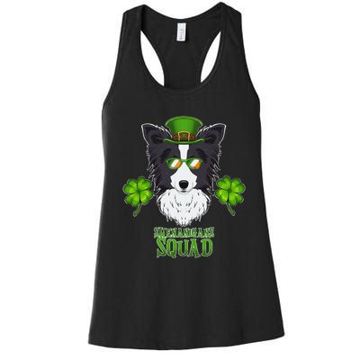 Happy St. Patricks Day Border Collie Shenanigans apparel Women's Racerback Tank