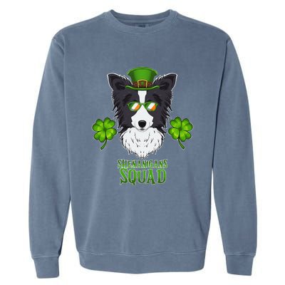 Happy St. Patricks Day Border Collie Shenanigans apparel Garment-Dyed Sweatshirt