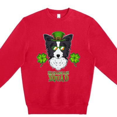 Happy St. Patricks Day Border Collie Shenanigans apparel Premium Crewneck Sweatshirt