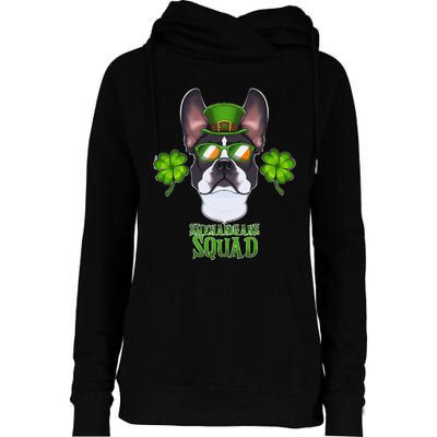 happy St. Patricks Day  Boston Terrier Shenanigans apparel Womens Funnel Neck Pullover Hood