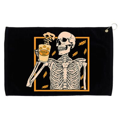 Halloween Skeleton Pumpkin Spice Latte Syrup Creamer Grommeted Golf Towel