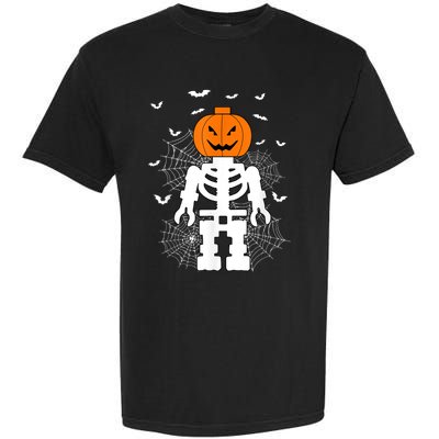 Halloween Skeleton Pumpkin Master Builder Block Building Garment-Dyed Heavyweight T-Shirt