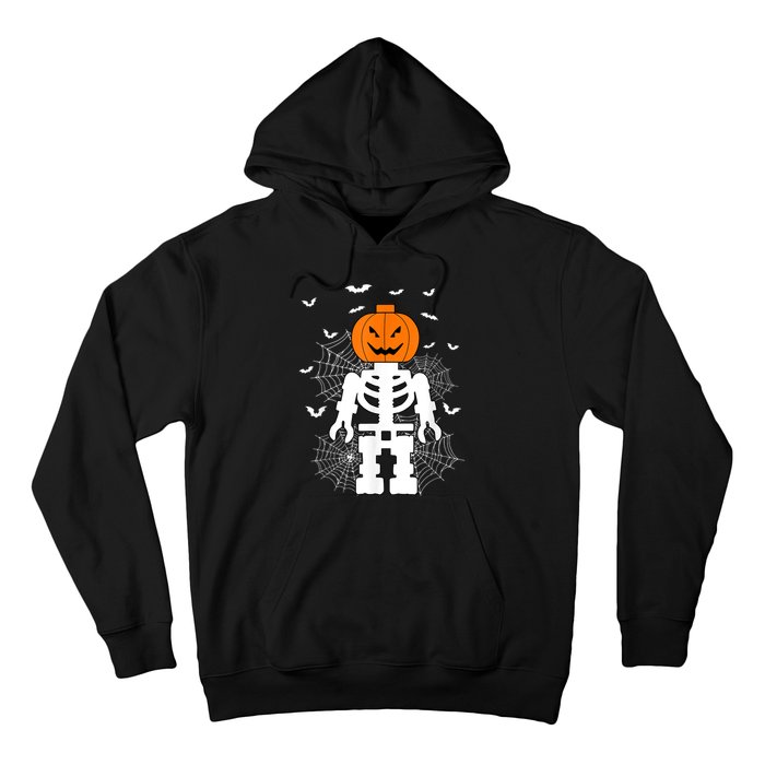 Halloween Skeleton Pumpkin Master Builder Block Building Hoodie