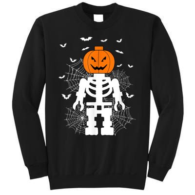 Halloween Skeleton Pumpkin Master Builder Block Building Sweatshirt