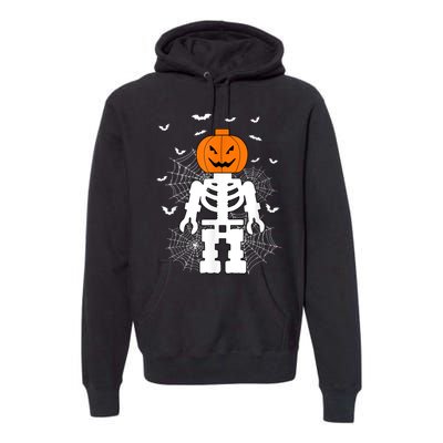 Halloween Skeleton Pumpkin Master Builder Block Building Premium Hoodie