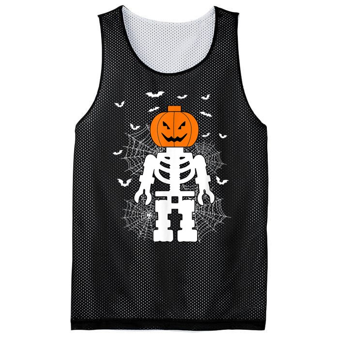 Halloween Skeleton Pumpkin Master Builder Block Building Mesh Reversible Basketball Jersey Tank