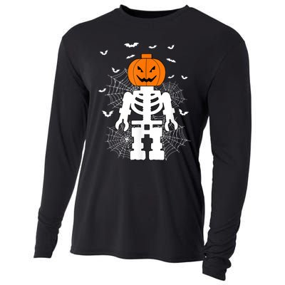 Halloween Skeleton Pumpkin Master Builder Block Building Cooling Performance Long Sleeve Crew