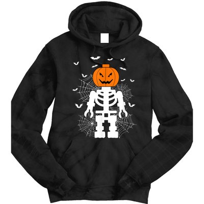 Halloween Skeleton Pumpkin Master Builder Block Building Tie Dye Hoodie