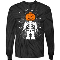 Halloween Skeleton Pumpkin Master Builder Block Building Tie-Dye Long Sleeve Shirt