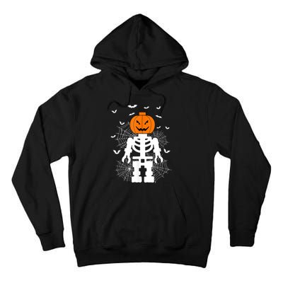 Halloween Skeleton Pumpkin Master Builder Block Building Tall Hoodie