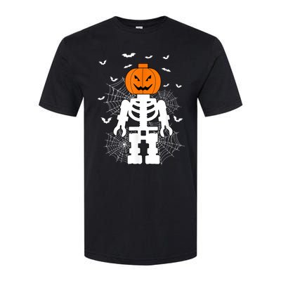 Halloween Skeleton Pumpkin Master Builder Block Building Softstyle® CVC T-Shirt