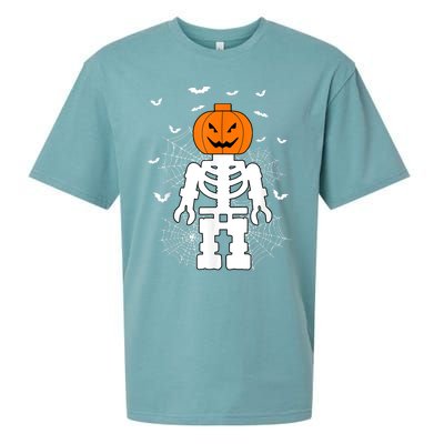 Halloween Skeleton Pumpkin Master Builder Block Building Sueded Cloud Jersey T-Shirt