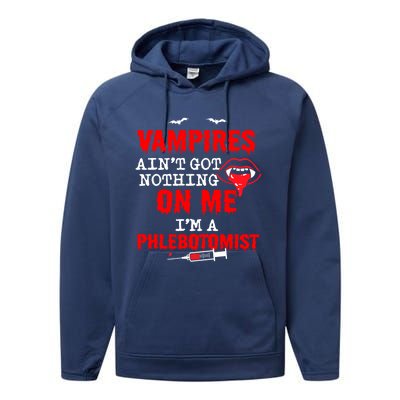 Halloween Spooky Phlebotomist Phlebotomy Nurse Tech Gift Performance Fleece Hoodie