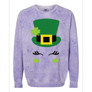 Happy Saint Patrick's Day Irish Face Lucky Charm Paddy's Day Cute Colorblast Crewneck Sweatshirt