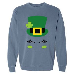 Happy Saint Patrick's Day Irish Face Lucky Charm Paddy's Day Cute Garment-Dyed Sweatshirt