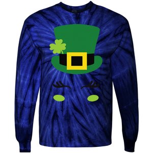 Happy Saint Patrick's Day Irish Face Lucky Charm Paddy's Day Cute Tie-Dye Long Sleeve Shirt