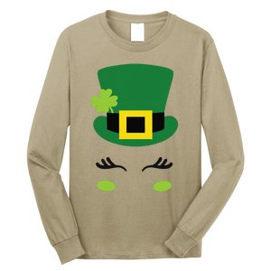 Happy Saint Patrick's Day Irish Face Lucky Charm Paddy's Day Cute Long Sleeve Shirt