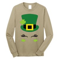 Happy Saint Patrick's Day Irish Face Lucky Charm Paddy's Day Cute Long Sleeve Shirt