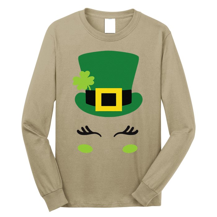 Happy Saint Patrick's Day Irish Face Lucky Charm Paddy's Day Cute Long Sleeve Shirt