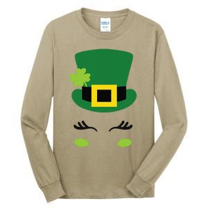 Happy Saint Patrick's Day Irish Face Lucky Charm Paddy's Day Cute Tall Long Sleeve T-Shirt