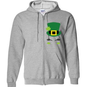 Happy Saint Patrick's Day Irish Face Lucky Charm Paddy's Day Cute Full Zip Hoodie