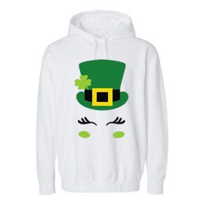 Happy Saint Patrick's Day Irish Face Lucky Charm Paddy's Day Cute Garment-Dyed Fleece Hoodie