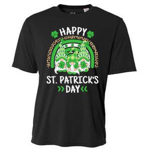 Happy St Patricks Day Leopard Rainbow Irish Gnomes Shamrock Cooling Performance Crew T-Shirt