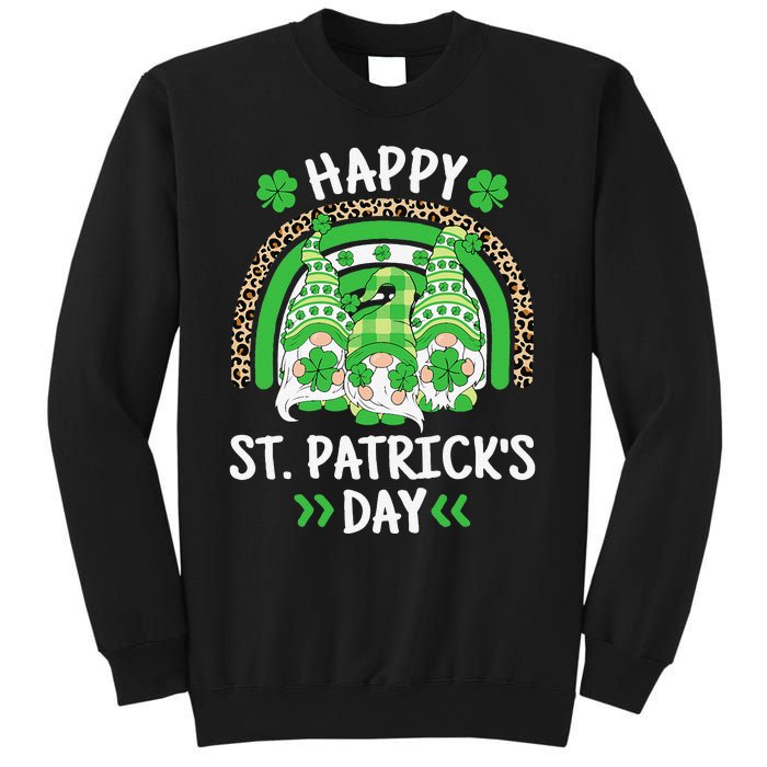 Happy St Patricks Day Leopard Rainbow Irish Gnomes Shamrock Sweatshirt