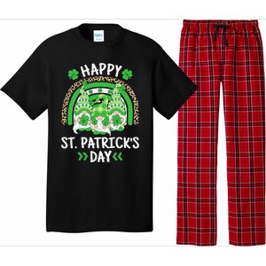 Happy St Patricks Day Leopard Rainbow Irish Gnomes Shamrock Pajama Set