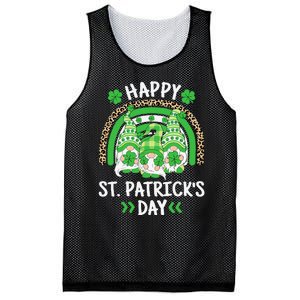 Happy St Patricks Day Leopard Rainbow Irish Gnomes Shamrock Mesh Reversible Basketball Jersey Tank