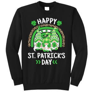 Happy St Patricks Day Leopard Rainbow Irish Gnomes Shamrock Tall Sweatshirt