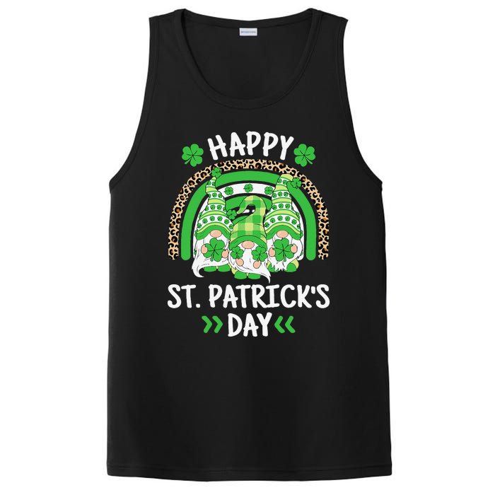 Happy St Patricks Day Leopard Rainbow Irish Gnomes Shamrock PosiCharge Competitor Tank