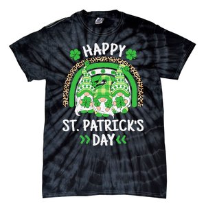 Happy St Patricks Day Leopard Rainbow Irish Gnomes Shamrock Tie-Dye T-Shirt