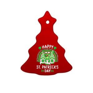 Happy St Patricks Day Leopard Rainbow Irish Gnomes Shamrock Ceramic Tree Ornament