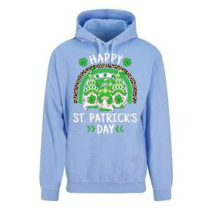 Happy St Patricks Day Leopard Rainbow Irish Gnomes Shamrock Unisex Surf Hoodie