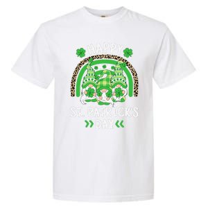 Happy St Patricks Day Leopard Rainbow Irish Gnomes Shamrock Garment-Dyed Heavyweight T-Shirt