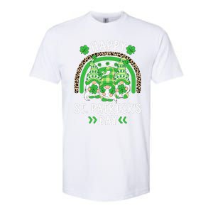 Happy St Patricks Day Leopard Rainbow Irish Gnomes Shamrock Softstyle CVC T-Shirt