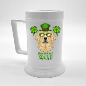 happy St. Patricks Day Golden Retriever Shenanigans apparel Beer Stein