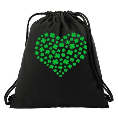 Heart St Patricks Day Shamrock Irish Drawstring Bag