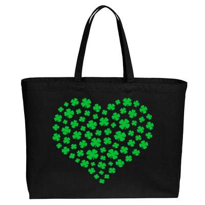 Heart St Patricks Day Shamrock Irish Cotton Canvas Jumbo Tote