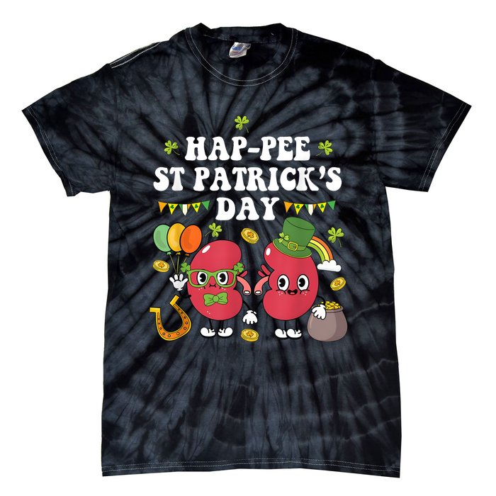 Happee St Patricks Day Kidneys Shamrock Urology Nurse Tie-Dye T-Shirt