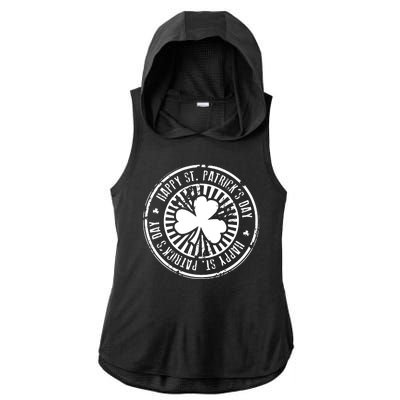 Happy St Patrick's Day Logo Ladies PosiCharge Tri-Blend Wicking Draft Hoodie Tank