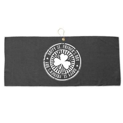 Happy St Patrick's Day Logo Large Microfiber Waffle Golf Towel